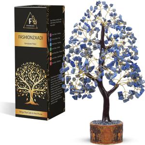 FASHIONZAADI Lapis Lazuli Crystal Tree of Life - Natural Handmade Gemstone Tree, Feng Shui Crystal Decoration, Money Spiritual Gift, Healing Crystal Decor