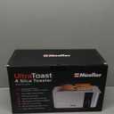 Mueller UltraToast Full Stainless Steel Toaster 4 Slice, Long Extra-Wide Slots for Bagels and Waffles, 6 Browning Levels, LED Display, Cancel/Defrost/Reheat Functions & Removable Tray, Kitchen Gadgets