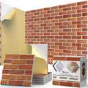 12Pack Acoustic Panels, Self-Adhesive 3D Brick Pattern Sound Proof Panels for Walls, High Density Decorative Sound Dampening Wall Panels for Recording Studios, Offices, Home, 12"12"0.4", Red