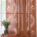 Schweek Burnt Orange Curtains 63 Inches Length for Living Room Semi Sheer Linen Western Curtains Vintage Farmhouse Window Curtain 2 Panel Sets for Dining Room Kitchen (Terracotta) (52" x 63")
