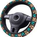 Native American Women Steering Wheel Cover, White Neoprene Universal 15 Inch Steering Wheel Protector Elastic Comfortable Car Accessories Decorations Decor Protection for Women Men Vehicle Truck SUV