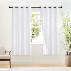 NICETOWN White Black Out Curtains 72 inch Long, Grommet Full Blackout Thermal Insualted Window Treatments for Bedroom, 2 Panels, W52 x L72