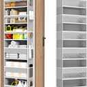 Over The Door Organizer, 6 Shelf Door Organizer Hanging with 6 Large Capacity Pockets, Over The Door Storage Hanging Shelves for Closet Wall Bathroom Closet Bedroom Nursery (Grey)