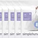 simplehuman Code B 150 Count, Dispenser Packs Custom Fit Liners, Drawstring Trash Bags, 6 Liter / 1.6 Gallon, White