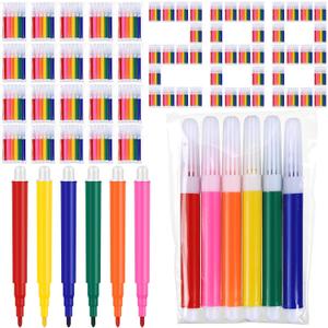 288 Pcs Mini Markers Colored Pen 3.4 Inch Vibrant Colors Portable Short Colored Markers Assorted Multicolor Watercolor Marker Pen for Kids and Adult Glass Office School Supplies (6 Colors)