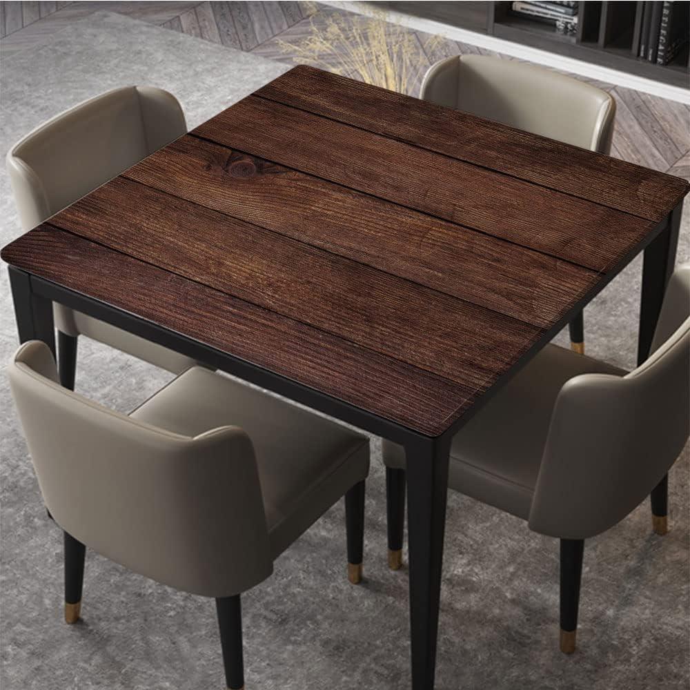 DUNHUANG Square Waterproof Tablecloth (Polyester, Suitable for 42"x42" Table, Wooden Texture -60) - Fitted, Elastic, Modern Design for Indoor Outdoor Party Dinner Patio Decor