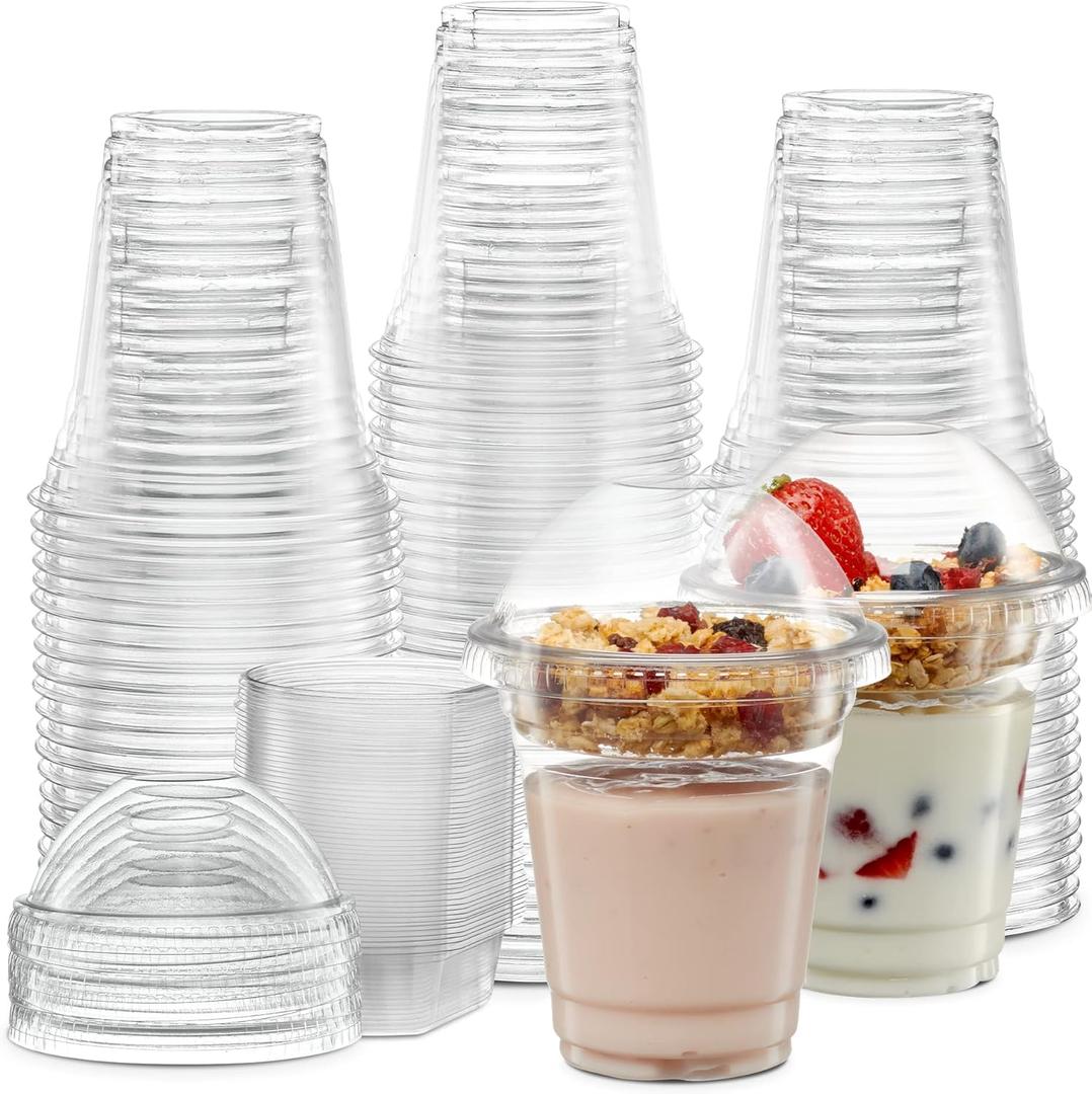 12 oz Plastic Parfait Cups with 4 oz Inserts & Lids 50, Sets 12 OUNCE Yogurt Containers