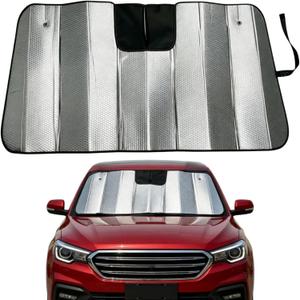 GWUSKDT Car Windshield Sunshade-Thicken 5-Layer Bubble Block Heat and Sun UV Rays,Front Windshield Sun Shade- Keeps Your Vehicle Cool - 58 x 27.5 Inch new Upgraded (New Sliver)