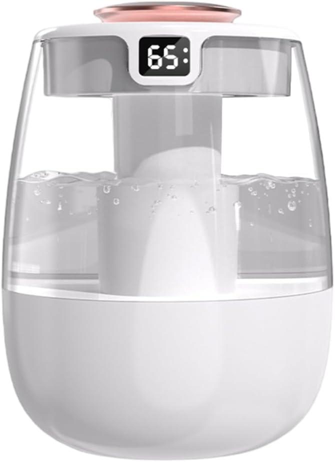 DONGKER Double Spray Humidifier,1L Silent USB Digital Display Humidifier with 2 Mist Modes & Night Light for Car Office Home Room (White)