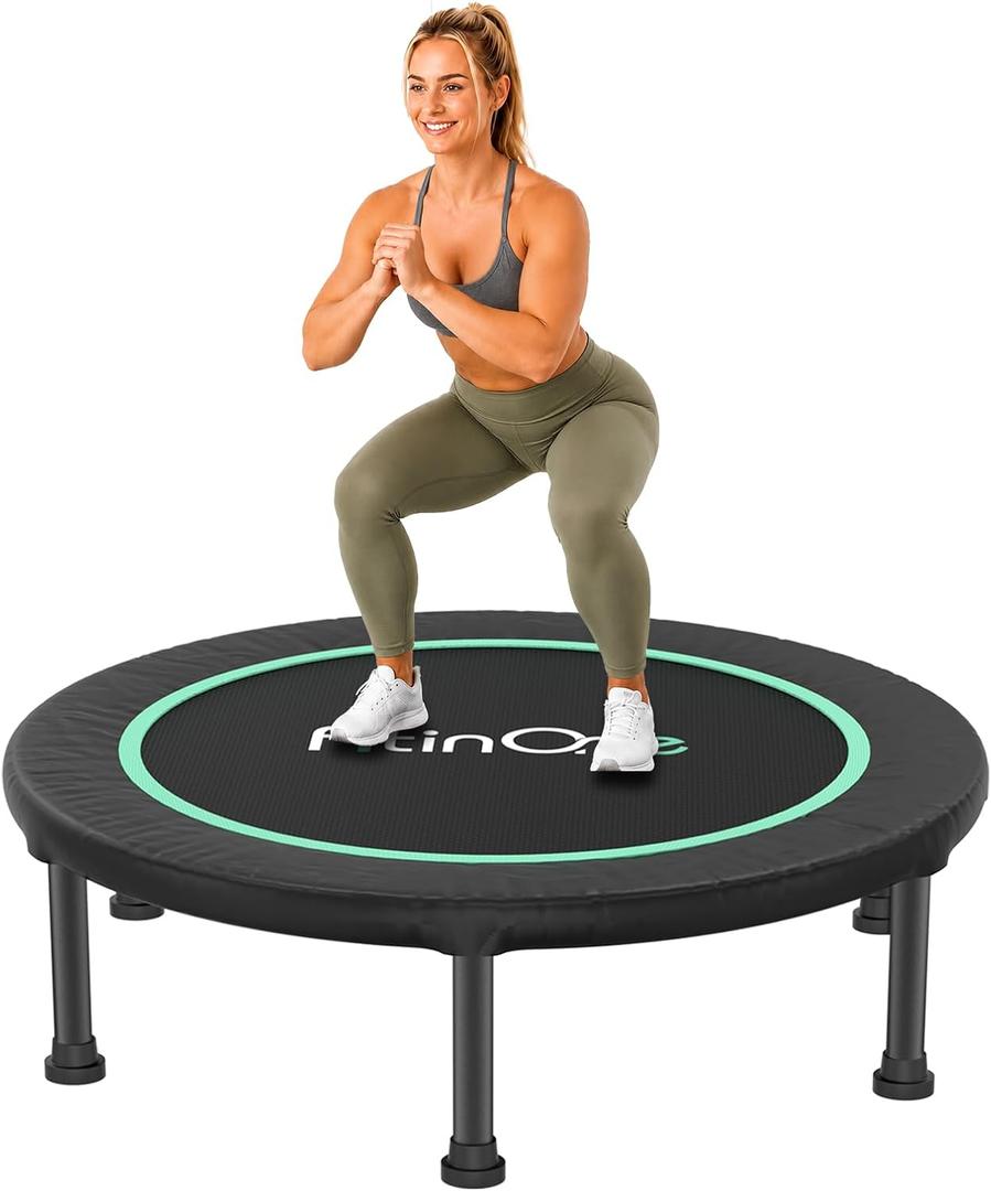 FitinOne 40" Foldable Mini Trampoline Load 330lbs/440lbs, Portable Exercise Rebounder Trampoline,Fitness Trampoline for Adults Indoor/Garde Workout Exercise Equipment
