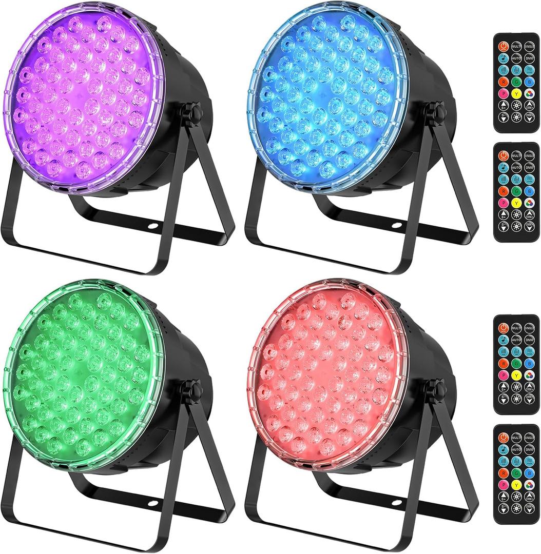 BETOPPER Par Lights with Remote Control, 54x3W LED RGB 3-in-1 Stage Lights DMX DJ Lighting Fixtures, Superior Brightness Strobe Light & Wash Light for Party, Concert, Church, Wedding, Bar,4 Pack