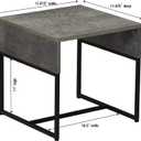 Household Essentials Slate Concrete Table with Black Iron Base, 18 inches x 18 inches x 18 inches