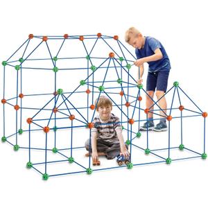 VEVOR Fort Building Kit for Kids, 180PCS STEM Building Toys, Educational Gift for 4 5 6 7 8+ Year Old Boys & Girls, Indoor Outdoor Play Tent Builder Set Construction Toys with 120 Rods and 60 Balls