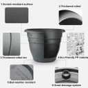 RooTrimmer 3 Pack Large 16 Inch Plastic Plant Pots for Outdoor Plants,Durable & Lightweight Flower Pots with Drainage Holes,Weather-Resistant Large Planters for Patio Garden(Gray)