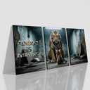 QYHART Inspirational Posters for Office 3 Piece Canvas Wall Art, Mindset Is Everything Tiger Kitten Gritty Triptych Wall Decor for Home Office Classroom, Framed Canvas 48x24 Inch
