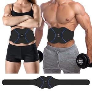 FDA Cleared, ABS Stimulator - EMS Muscle Stimulator, Portable Muscle Training for Abdomen, Abdominal Toning Belt, Fitness Ab Workout Equipment for Women and Men, Black Blue