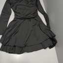 Black Long Sleeve Cocktail Mini Dress for Women Square Neck Birthday Dinner Club Night Bodycon Sexy Short Dresses M