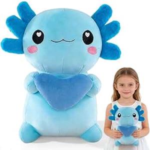 Heart-Shaped Mexican Axolotl Plush Toy, Adorable Cartoon Plush Animal - Valentine's Day, Christmas, Birthday Gift (Pink)