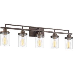 Emliviar 5-Light Rustic Vanity Light Fixture for Bathroom, 36" Farmhouse Bathroom Wall Lighting, Oil Rubbed Bronze Finish with Clear Glass, YCE238B-5W ORB
