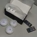 Puck Lights with Remote Control, Battery Operated Wireless Under Cabinet Lighting, Stick on Tap Push Lights for Kitchen, Shelf, 6 Pack - White