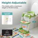 SereneLife 2-in-1 Potty Chair & Potty Training Seat with Step Stool Ladder - Height Adjustable Kids/Toddler Toilet Seat with Stable Anti-Slip Design, Cushioned Seat & Splash Guard For Boys Girls