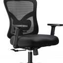 NOBLEWELL Ergonomic Office Chair with Padded Lumbar Support, 2D Headrest, Adjustable Armrests, Upgraded Contoured Seat Cushion, 130° Rocking Tilt, Computer Chair for Home Office, NWOC1-1, Black