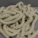 1 Inch x 50 Feet Natural Twisted Cotton Rope, Natural Thick Soft Rope, Cotton Craft Rope for Sports Tug of War, Outdoor Sports, Wedding, Home Decoration, Beige