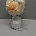 Mkono Small Artificial Flowers in Ceramic Vase 12.5" Centerpieces Coffee Table Decor, Silk Flower Arrangements for Home Decor Indoor Fake Flower Bouquet for Bathroom Dining Room Kitchen Champagne