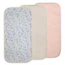 mushie Water Repellent Changing Pad Liners | Made with Organic Cotton | Set of 3 (Blue Flowers Combo)