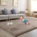 Baby Play Mat for Floor Nursery Rug Muscle Mat Area Rug Playroom Rug 65"x50" Playpen Mat Memory Foam 1.3" Thick Crawling Mat for Babies,Toddlers, Infants, Kids,Camel