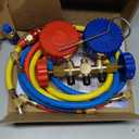 PB Motor Tech AC Diagnostic Manifold Gauge Set for R134A, R12, R22, R502 Refrigerants, Includes 4FT Three-Color Hoses and 2 Quick Couplers - Automotive & Household AC Maintenance