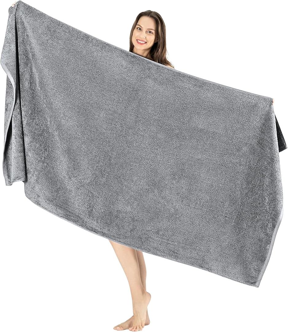 SALBAKOS Luxury 100% Turkish Cotton Bath Sheets 40x80 in Oversized Extra Large Bath Towels Thick Soft Absorbent Turkish Towel for Spa Beach (Pack of 1, Silver, Jumbo Bath Sheet)
