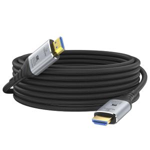 Fiber Optic HDMI Cable 50FT, 8K Long HDMI 2.1 Cable, 48Gbps Ultra High Speed Braided 8K@60Hz 4K@120Hz, Dynamic HDR, eARC, HDCP 2.2&2.3, 3D, for PS5, Xbox, HDTV, Laptop, Monitor