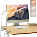 2 Pack LED Desk Lamp with Clamp, Desk Lamps for Home Office Three Colors Dimming, Computer Desk Monitor Light Bar Curved, Clip on Reading Accessories Lighting, Work from Home Essentials
