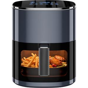 Simple Deluxe 12-in-1 Air Fryer 6.34 Qt, Digital Preset Airfryer with Visible Window, Nonstick and Dishwasher-Safe Basket, Air Fry, Roast, Bake, Dehydrate, Fries, 1700W, Gary