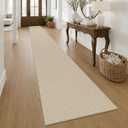 KOZYFLY Braided 2.5'x20' Runners Rugs for Hallway, Extra Long Washable Runner Rug, Woven Non Slip Kitchen Runner, Cotton Entryway Rug, Floor Carpet for Entry, Aisle, Hall, Ivory Beige