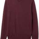 Amazon Essentials Men's V-Neck Pullover Sweater, Burgundy, Small