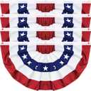 4 Pack Large Size 3 X 6 FT American Bunting Flag, 4th of July Decorations USA Pleated Fan Flag Patriotic Half Fan Banner Flags 100% polyester Fourth of July Independence Day Memorial Day Outdoor Decor