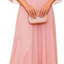 DRESSTELLS Formal Wedding Guest Dresses, 2026 Spring Bridesmaid Party Cocktail Evening Long Prom Lace Dress (Pink, 2XL)