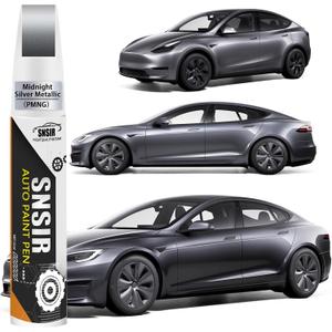 Car Touch up Paint(Midnight Silver Metallic(PMNG)) Compatible with Tesla Model Y/3/X/S, Car Paint Pen Scratch Repair Two-In-One Touch Up Paint, Premium Car Scratch Remover for Deep Scratches