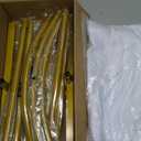 6FT Arch Backdrop Stand and Arch Cover Set, Gold Metal Arch Stand Backdrop with White Arch Stand Cover Ideal for Weddings, Birthday Parties, Baby Showers, Celebration Decorations