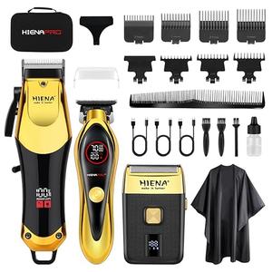 HIENA PRO Professional Hair Clippers Set, Cordless Hair Clipper for Barber Kit, USB-C Rechargeable Barber Clippers for Men with LED Display