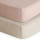 mushie Extra Soft Muslin Fitted Crib Sheet 2-Pack | 192 Thread Count | 28"x 52" (Blush/Fog)