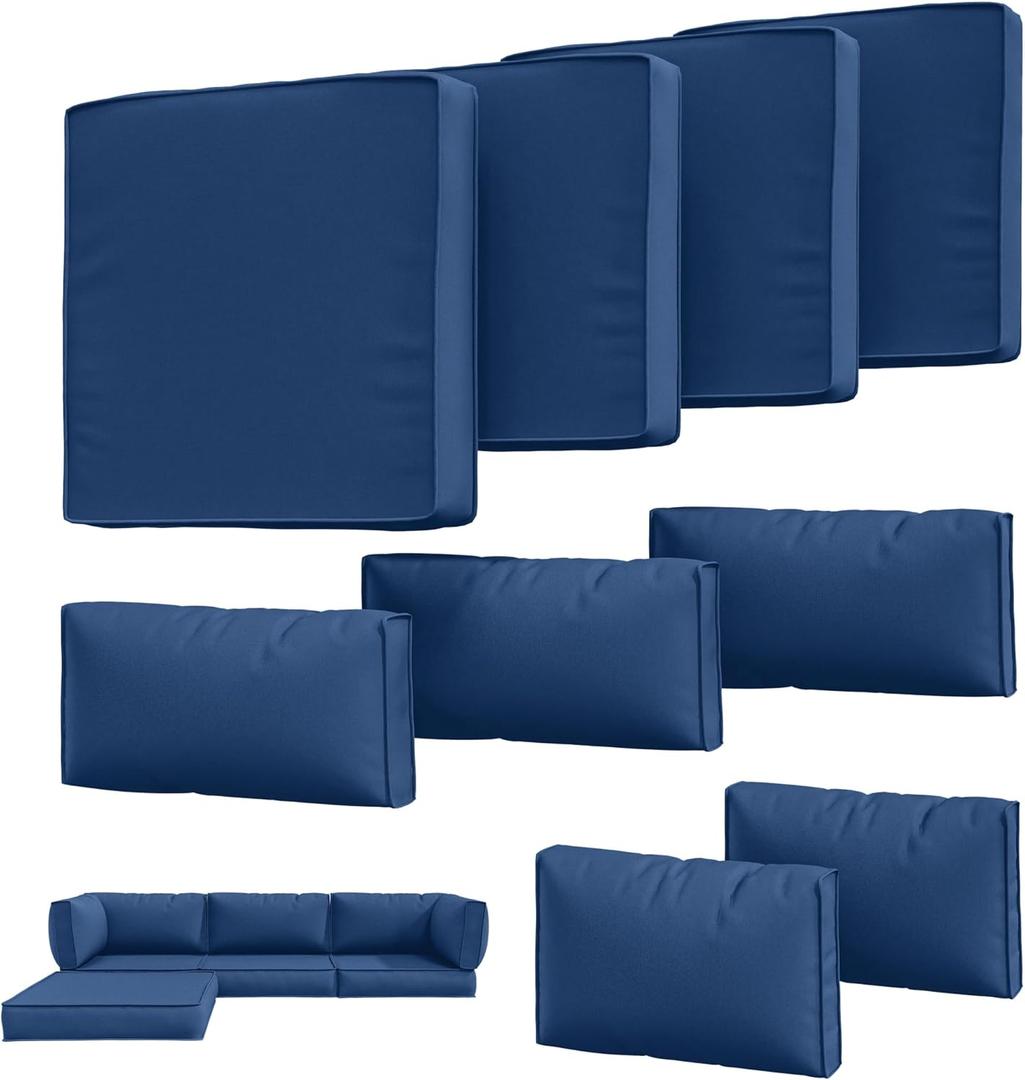 9Pcs Outdoor Chair Cushions Covers Waterproof Anti-Fading for 5 Pack Patio Set Cushion Slipcovers, Outdoor Furniture Cover Replacement, Covers Only, Blue