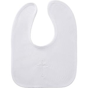 Rotel Infant Baby Boys and Girls Christening Baptism Outfits Embroidered Cross White Bib, Baptism Decorations for Boy or Girl