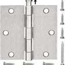 TICONN 48-Pack 3.5 Inch Door Hinges with Square Corner, 3-1/2 x 3-1/2 Inch Iron Bifold Residential Doors Hardware (Square Corner, Satin Nickel, 48 Pack)