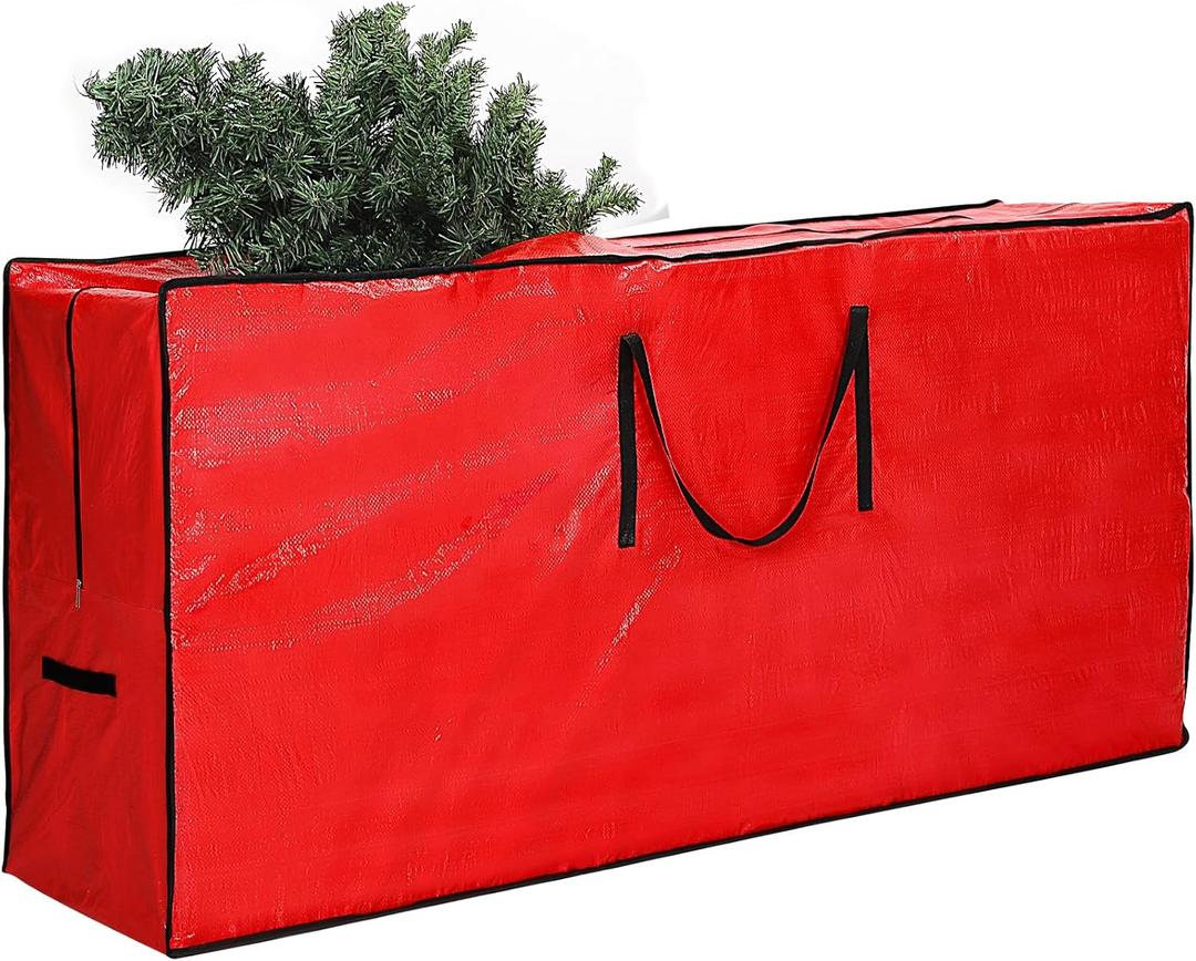 Christmas Tree Storage Bag - Fits Up to 9 Ft Artificial Xmas Disassembled Tree, Extra Large Waterproof Container With Durable Zipper and Handles, Protects Against Dust and Moisture, Red