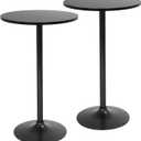 FDW Bistro Pub Table 2 Pack 40 Inch Height Cocktail Table Round Bistro Bar Table for Home and Kitchen Dining (Black)