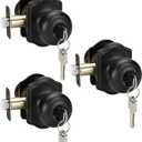 goldenwarm Keyed-Alike Exterior Door Knob with Lock and Key, Matte Black Front Door Knob, Secure Outdoor Door knobs Entry Door 3 Pack