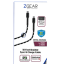 ZGEAR 10FT USB-C to USB-C Braided Cable - Black / Silver